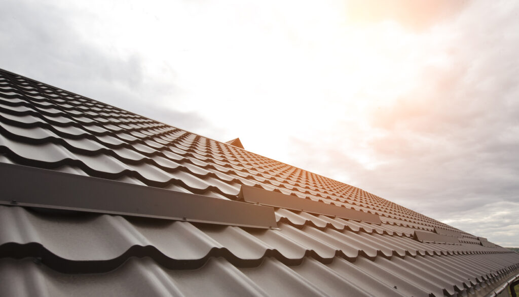 The view of the rooftop made from metal tile